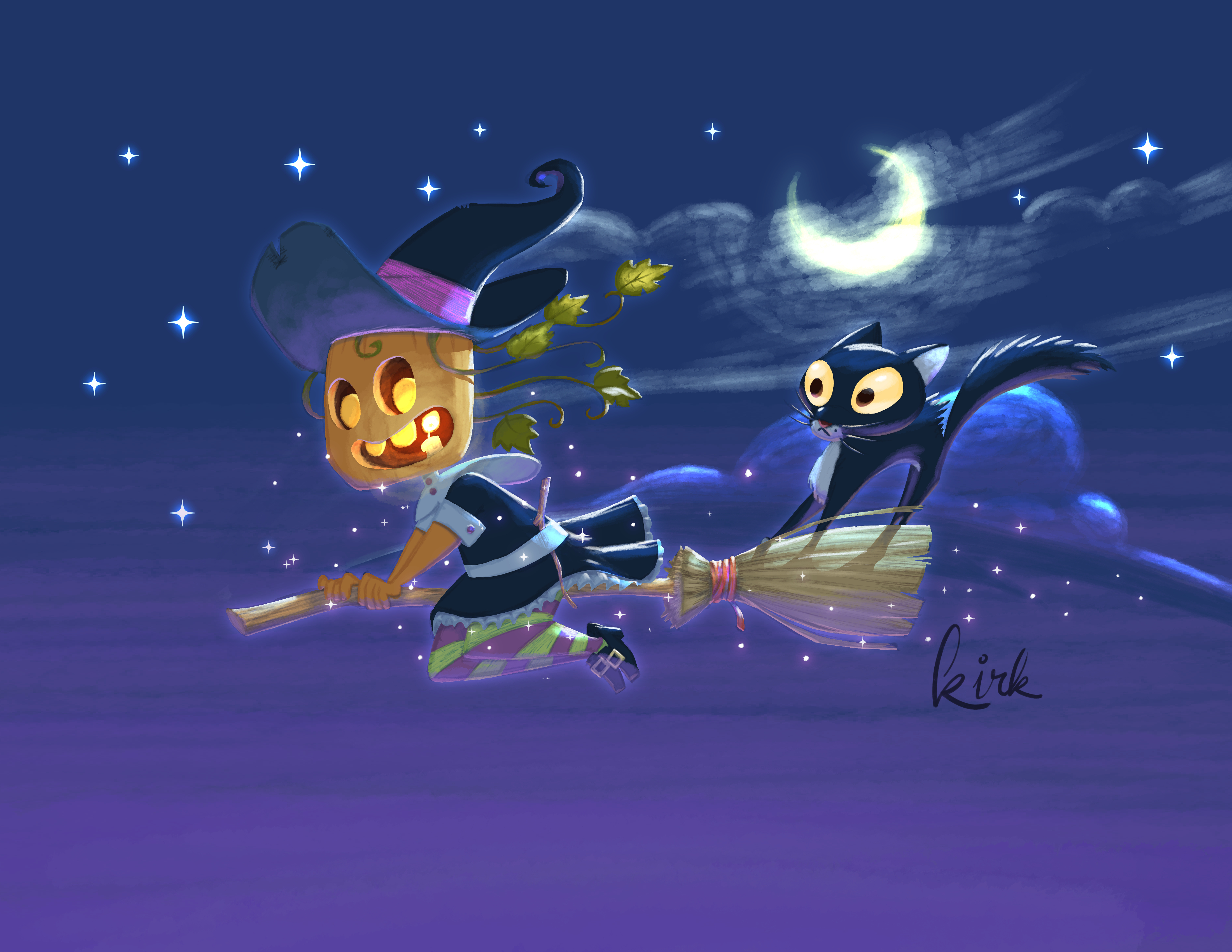 Professional Illustration for Children's Books, Games, and Education - Witch Pumpkin